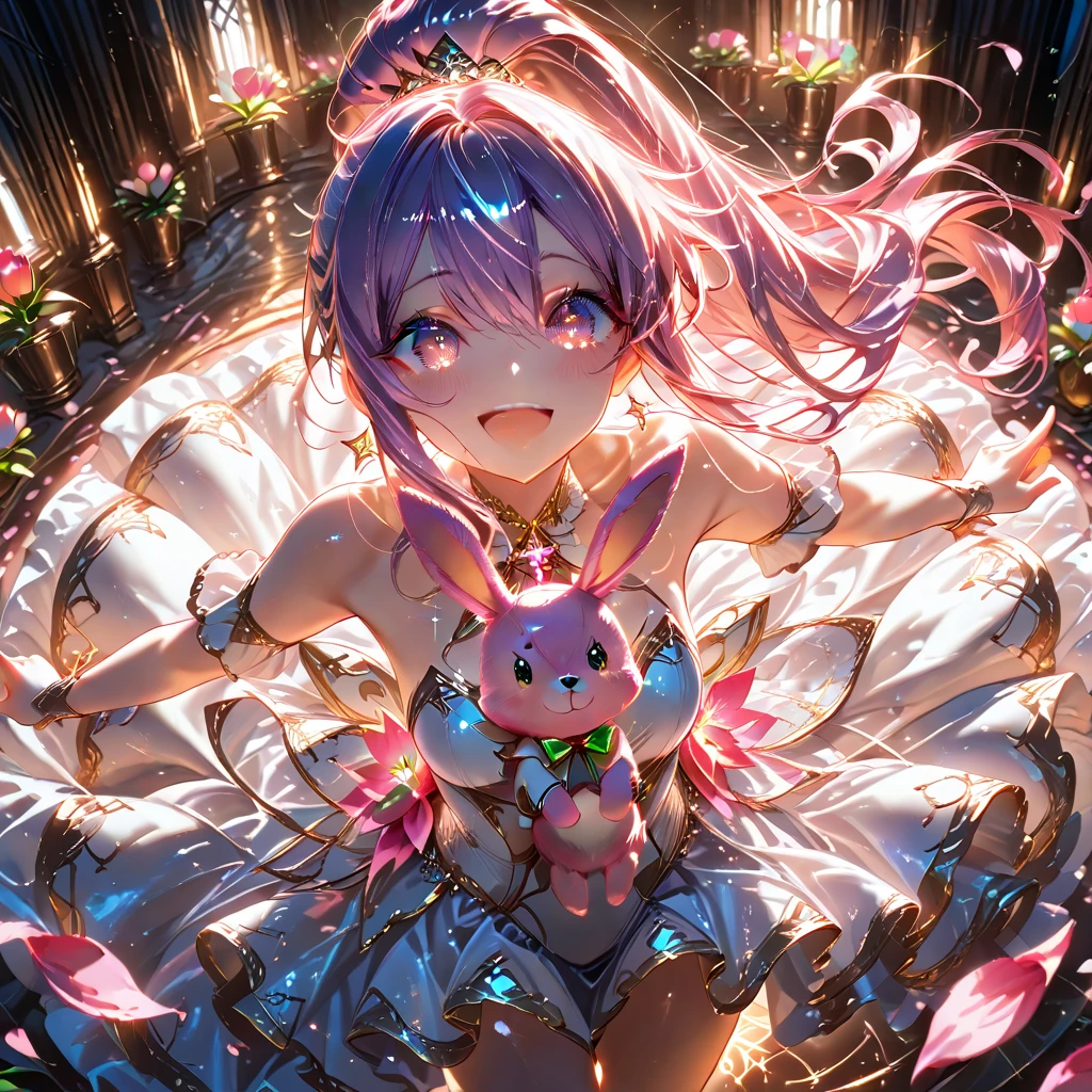 1girl, purple, bunny ears, rabbit ears, cute, flowers, sakura, blooming, bombom, ethereal, whimsical, fantasy, soft lighting, pastel, dreamlike, intricate details, high quality, 8K, realistic, hyper detailed,1girl, purple, bunny ears, rabbit ears, cutesy, flowers, sakura, blooming, bombom,Masterpiece, best quality, high quality, ultra detailed, aura, perfect body shape, masterpieces, light make up