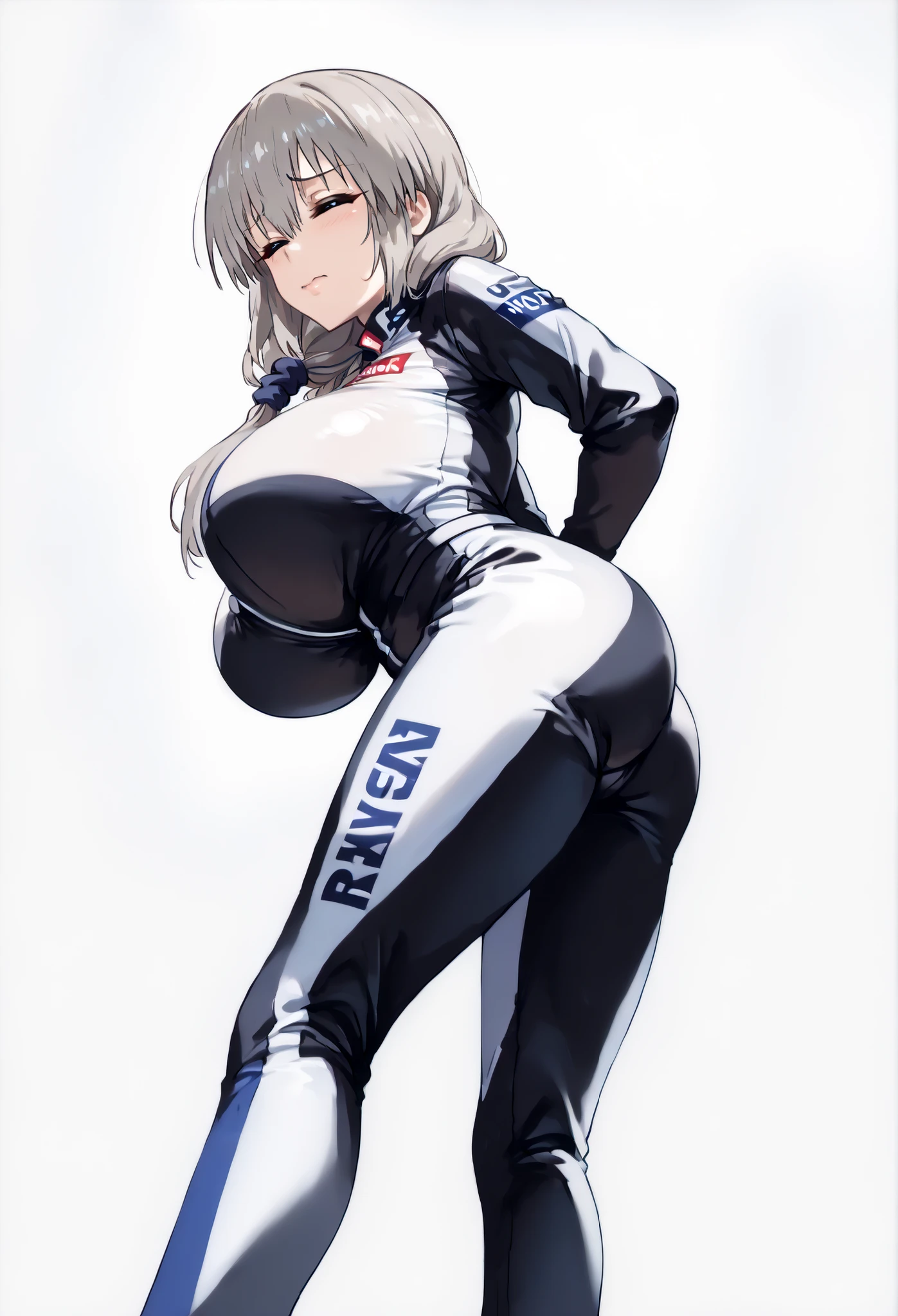 ((Glaceon)), anthropomorphic, big boobs, big ass, pokemorph, (((1girl))), (((red and white striped Bikini))), (red and black striped zip-up hoodie), (black stockings), full body, cute and sexy, icy blue skin, (red and white striped bikini bottoms), long legs