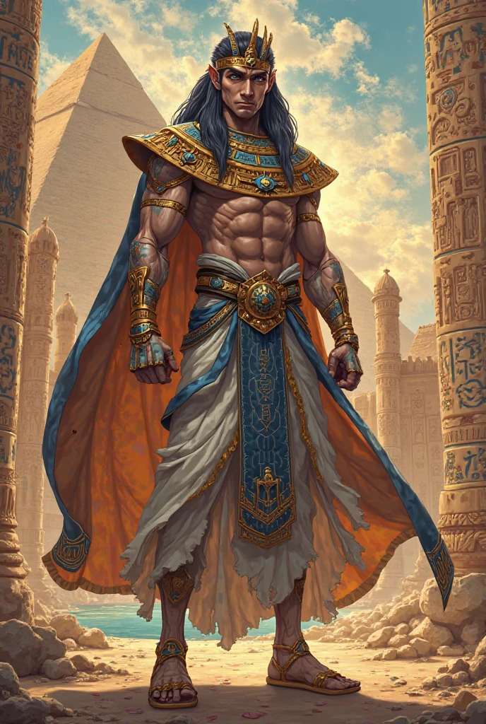There is a man in a costume standing in front of a building, ghost photo des, Anubi Horus, Egyptian God, Horus god, Egyptian god, Horus portrait, Angry God Horus, Egyptian God storm, Pharaoh, Egyptian wind god, Egypt God, Horus Valkyrie Mystique, Reptilian Anubis, Egyptian warrior --auto --s2