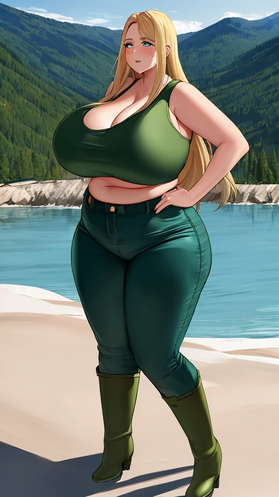 Masterpiece, extremely magnificent view, perspective, extreme best quality, extremely detailed cg, 8k wallpaper, ultra high resolution, Highly detailed face, highly detailed eyes, perfect anatomy, super detailed skin, Not safe for work,
(dynamic angle, casual pose:1.2), outdoor, center, (legs focus, full body:1.3), (beautiful face, pretty eyes, pretty legs),
1 girl, 20 years old, European woman, blonde hair, straight hair, long blonde hair, reading glasses, forehead, blue eyes, with ((((( huge fake breasts:48.7 )))), hard nipples, (green sweater), skinny, wide hips, thin waist, ( blue skinny jeans pants), (white sneakers)