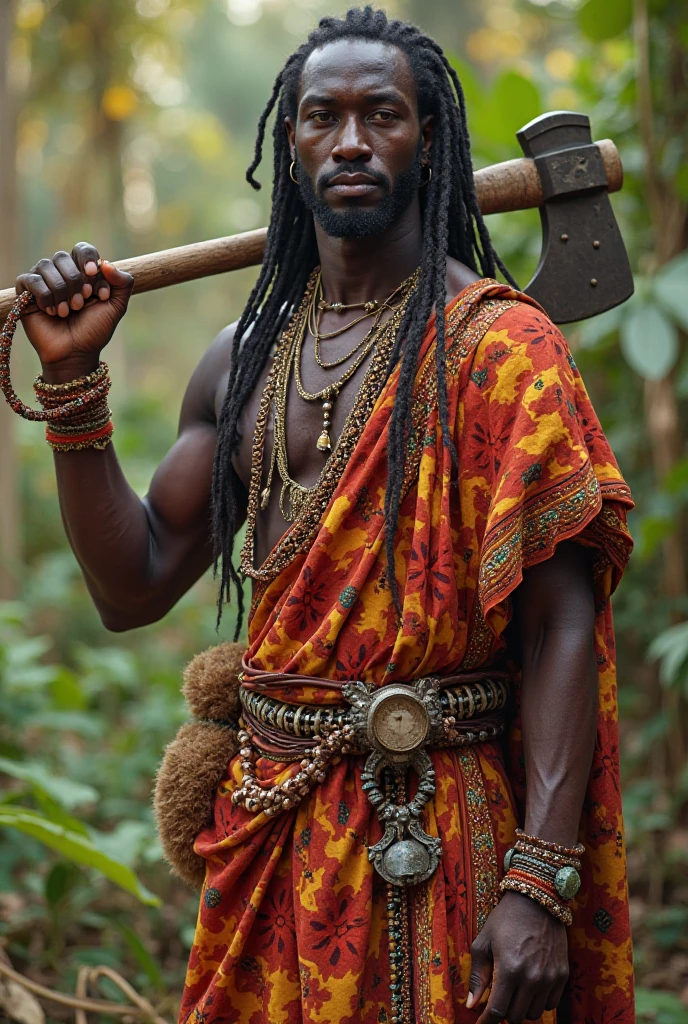 Black man who wears straw clothing covering his face and his entire body except his arms, To hide scars that cover his entire body, his name is Obaluaiê