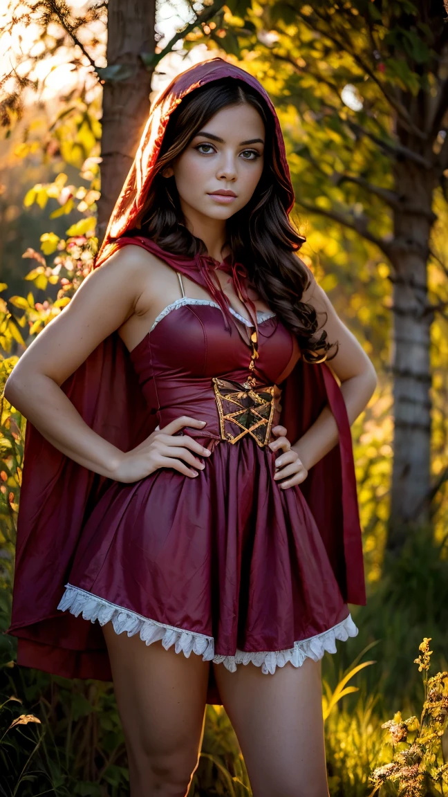 ((Masterpiece:1.4)), (high resolution:1.4), (close up:1.8), , at the forest, RedHoodWaifu, red ridinghood, (emerald green eyes, light brown hair:1.2), (freckles:1.2), dress, (red hood, cape:1.3), (black corset:1.5), (red skirt:1), (fruit basket), beautifull smile, beautiful face, highly detailed skin, skin pores, (highly detailed face:1.1), (highly detailed eyes:1.1), realistic pupils, full face blush, full lips, (perfect anatomy:1.1), (perfect proportions:1.1), (photography:1.1), (photorealistic:1.1), volumetric lighting, dynamic lighting, real shadows, (highres:1.1), sharp focus, daylight, (realistic, hyperrealistic:1.4), intricate, high detail, dramatic, subsurface scattering, big depth of field, vivid, polished, sharpened, ((full Sharp)), (extremely absurdres),16k hdr,