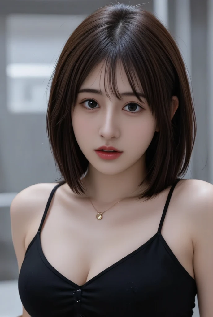 (8K, Photorealistic, Raw photo, of the highest quality: 1.3), (1girl in), Super beautiful, (Realistic face), (boyish, Silver Color Berry Shorthair), Beautiful , Glare that captivates the viewer, Beautiful expression, Beautiful breasts, (Realistic skin), Beautiful...