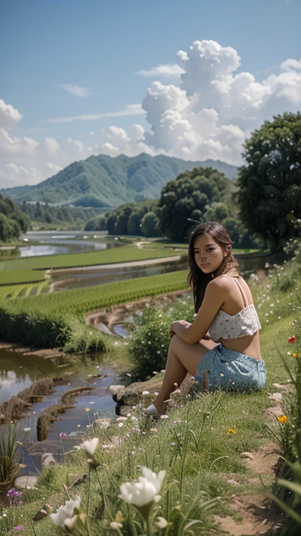 (8k, RAW photo, best quality, masterpiece, highres, absurdres, ultra detailed:1.3), (Photography, realistic, photo-realistic:1.4), (beautiful natural lighting, beautiful deatailed shadow, beautiful detailed glow :1.4), atmospheric,
BREAK 1 beautiful horny girl,alone,(cute:1.5),(Chibi:0.8),(kawaii1.5),(change:0.9),(horny girl, cute, full of energy, change face,slightly swollen chest),(black hair, messy short bob, story me, pink eyes:1.55 ),(full of energy, goofy smile, bad face:1.2),(white bunny ears headband:1.2),(smile,shine tooth:1.45),
BREAK //Character
1girl,
BREAK
//Fashions
BREAK (pink theme:1.4), (tone on tone:1.3), (pink long camisole tunic with chest ribbon:1.4), (A-line light pink tiered skirt with multi-layered ruffles:1.3), ((white overknee socks, white long stockings):1.3), (pink hight platform boots:1.2),BREAK
(looking up, level crossing, walking on road, country road, guardrail, rice field on one side: 1.6), (dusk, shining Big Dipper and red death star, Milky Way, shooting star, sky: 1.6), shining stars, summer, (Milky Way: 1.65),
BREAK wakame,wakame,wakame,(cowboy shot, from front:1.4), BREAK manga illustration,manga style,