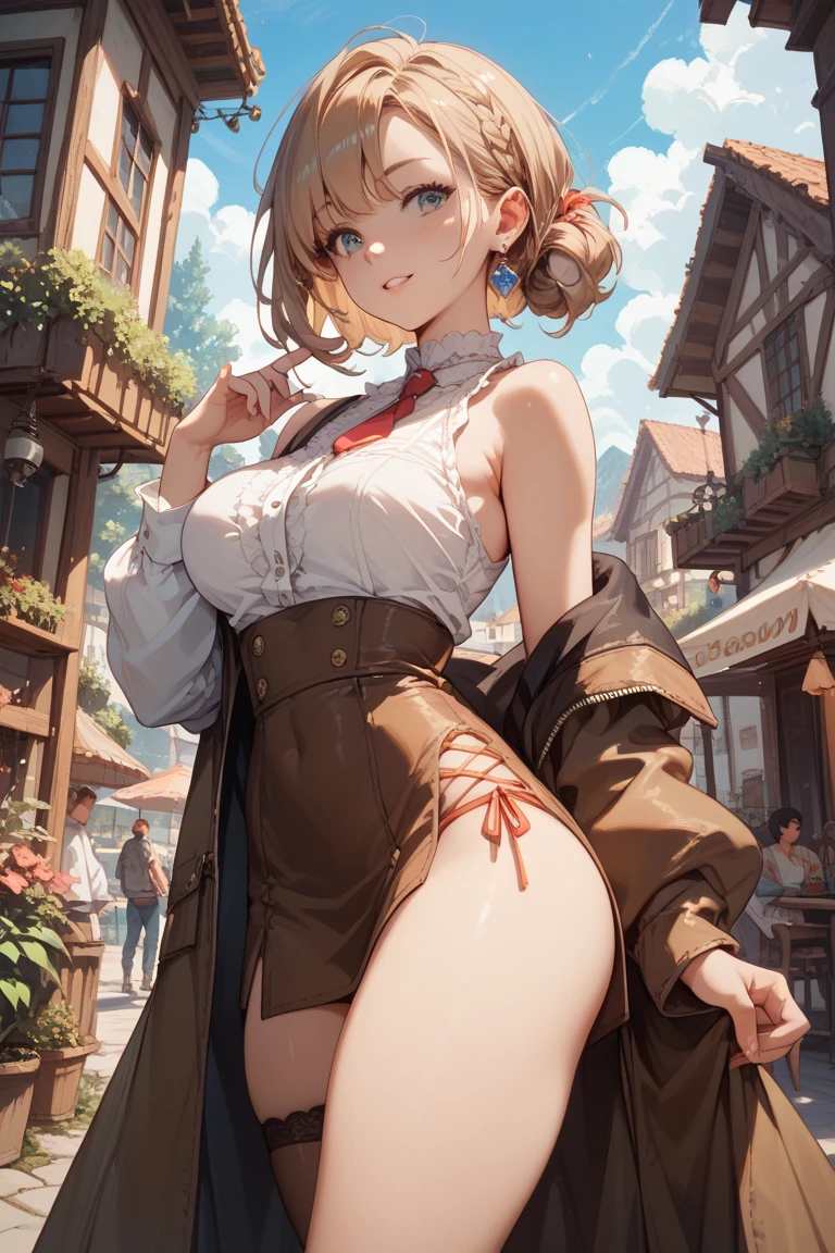 {{{nsfw}}}, {{{masterpiece}}}, {{{best quality}}}, {{ultra-detailed}}, {illustration}, {{an extremely delicate and beautiful}}, ((nude, Completely naked:1.2)), 1girl, (resna, brown hair, braid, blue eyes, medium breasts, slim body, ), smile,