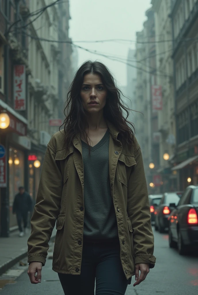 Women feeling anxious and worried in walking on road