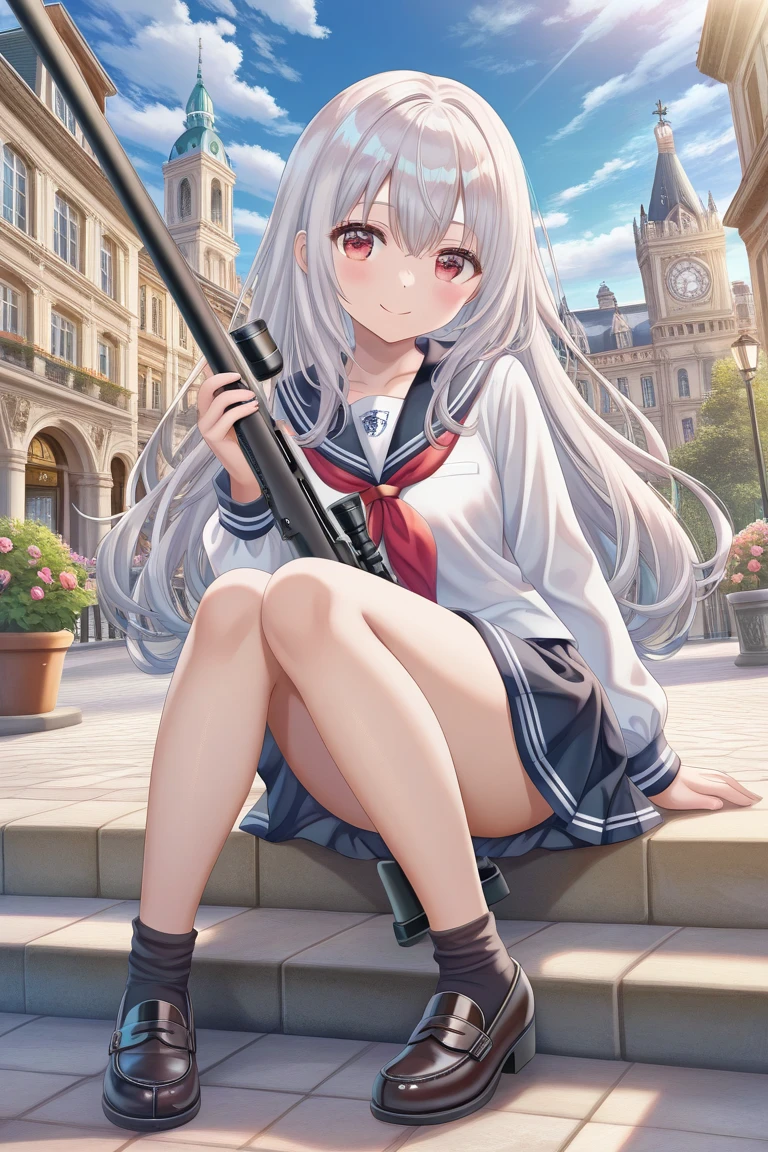 realistically, longhair, glitter silver hair, brown eyes, glowing eyes, white short skirt, super shot skirt, Blush, daytime, Wet from the rain, see through, sleeveless shirt, nipples, , pussy, crotch, smile, hugging your knees, windy, roroa, the skirt is turned up, Hand open skirt, masterpiece, highest quality, very High resolution, (detailed and beautiful eyes), highly detailed face, perfect lighting, Very detailed CG, (perfect hands, perfect anatomy), witch, seduce expression, bottomless, sex appeal, armpit, view from below, semen drip from pussy,