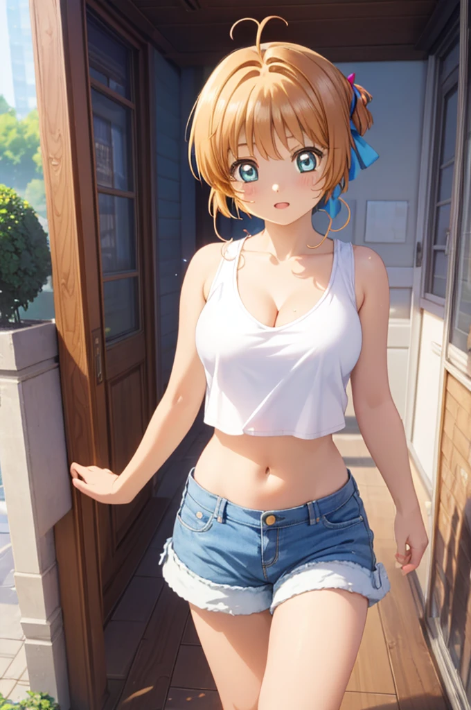 A Female robot is under construction in bedroom. Her body is faraway from head. Brown short hair is tied with two big red clothespins, She lifts up the under hem of her pale white plain One-piece dress, leaning over, Climax, get ecstasy, masterpiece, very short pigtails,brown hair, mature, android, blue eyes, full body figure, Height: 160cm, flushed cheeks, 2020s anime picture, she is loved in missionary angle, A beautiful robot with short brown hair in two short pigtails held up by two very large huge red clothespins, Uplifting, No NSFW, whole body, barefoot, Laughter, archaic smile, aerial orgasm, 30 years old, little bust, sweat bucket, spread tongue
