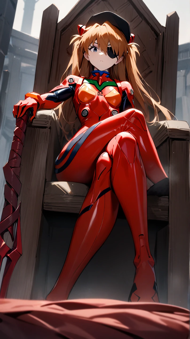 top-quality, ​masterpiece, 超A high resolution, 8K分辨率, Raw photography, (Souryu Asuka Langley), (Eva 02), Beautiful expression, Young face, Embarrassed look, (almond shape eyes:1.2), A detailed eye, (Beautiful detailed blue Hitomi:1.3), Long upper eyelashes, Detailed hair strands, Detailed CG image quality, Blue Cinematic Light,