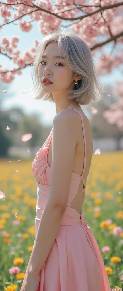(8k, Highest quality, masterpiece:1,2), (Realistic, Photorealistic:1.37), Super Detail, One Girl,), (Very detailed), (Beautiful and detailed eyes), (Highest quality), (Very detailed ), (masterpiece), (Detailed face),20-year-old, ,1 person, whole body, Pink Hair,Very short hair, Medium chest, Dressed, Perfect lighting, Focus on pussy and breasts, View your viewers, Excited face, Mischievous face, Hawaiian Muumuu, Wheat field, evening, Wind,