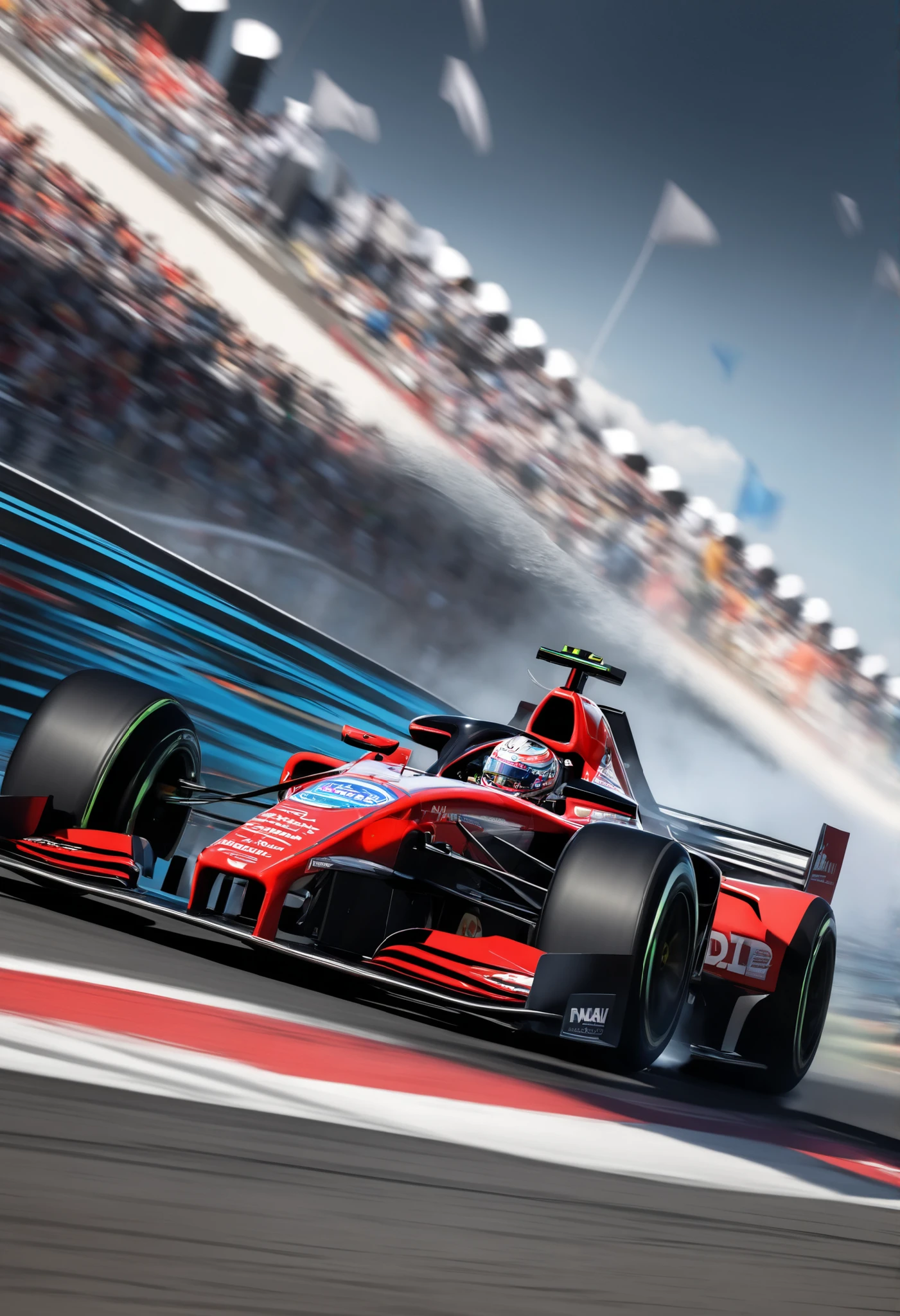 (Ultra High Definition, transparent glow light, super vivid colored, absurd less hyper realistic, Photogenic), 
(F1 Racing, Intense and Thrilling Compositions), (Dynamic grand shot, Dutch angle), 
(3 New Formula cars, A fierce battle between 3 professional F!drivers, Ultra High Definition,  high performance, Cutting-Edge Aerodynamic Design Shapes, Enhanced Ground Pressure with Downforce,  Spinning Wheel , Refined Product Product Image, high spec machine), 
(Dead Heat turning around a corner at super high speed, Intense Racing Battles, Special Effects to Enhance Power), 
driving into the dimension city image, 
you witness a historic moment, 