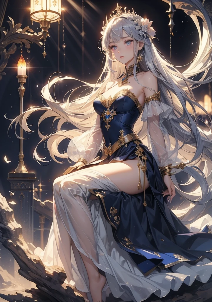 ((masterpiece, best quality)), Delicate face，Dragon Girl，gold，whole body，Standing picture，Long legs，Large Breasts，Gradient long wavy hair，Perfect body proportions，Beautiful blue eyes，Extremely beautiful，transparent， Pure white background，cloud，fresh breeze，Erotic_lingerie，Sexy_Bikini，Lace，Garter stockings