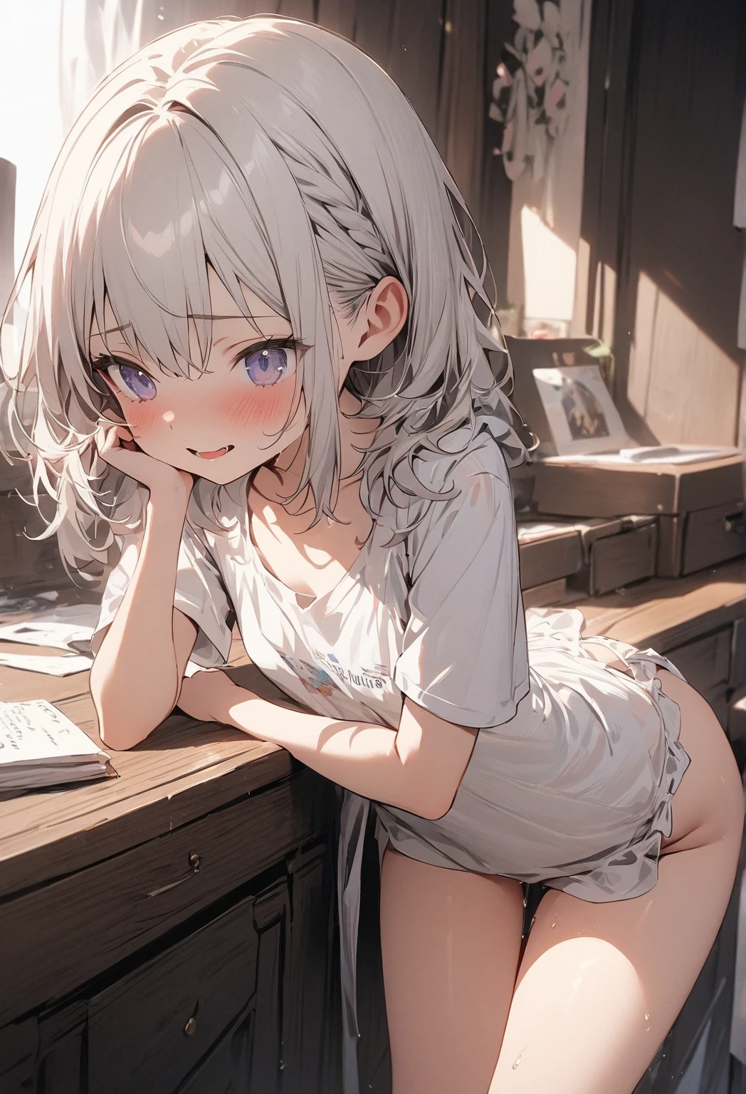 very cute and beautiful girl,(Very detailed美しい顔), (smile),blush,Black Hair,Seraphim,((White Hair、long hair)),(White Shirt、Pleated navy blue pread your legs、Squat)、Sitting、(From below)、(Lace panties), Country road, (Highest quality,masterpiece:1.0),Absurd,High resolution,Super detailed,Very detailed,32K,8k resolution, Intricate details,Movie Scenes,Detailed Background,alone,Dynamic Angle,