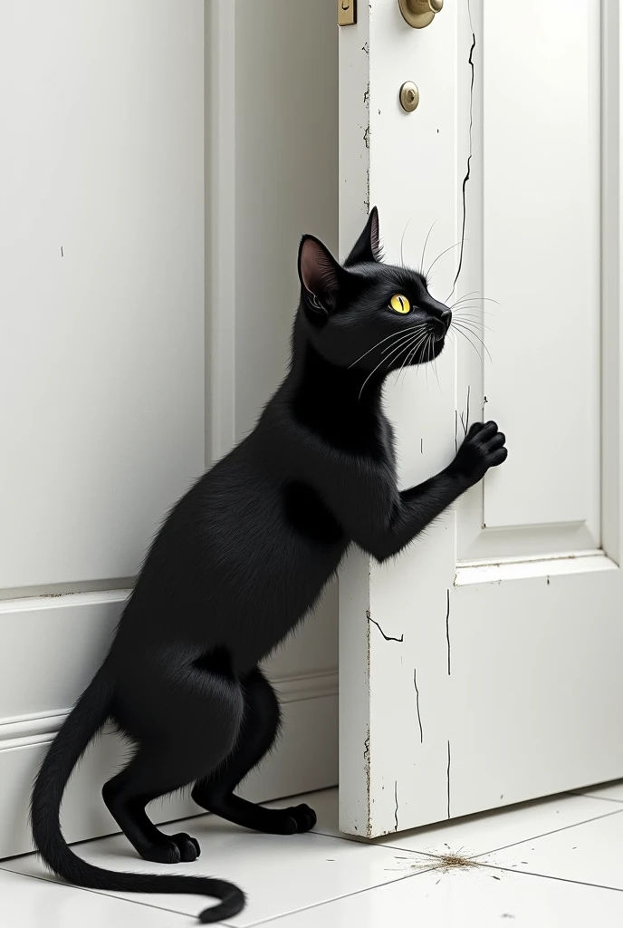 Cartoon style black cat painting a wall 