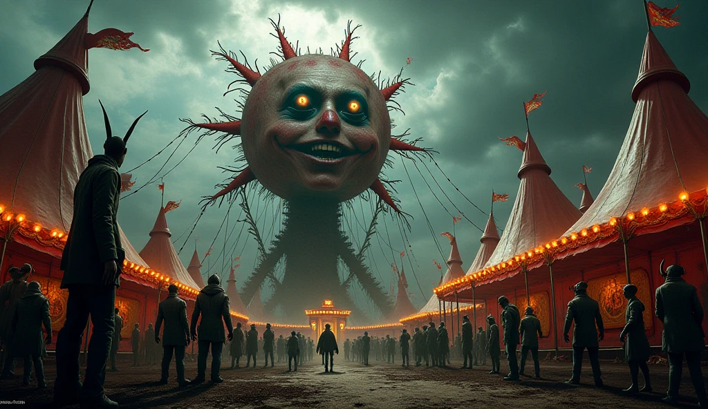 <lora:MinionStyle:0.7> MinionStyle a blood moon rises over the tormented wetlands, heralding a night of horror, large minion-style eyes. Balipunkai a blood moon rises over the tormented wetlands, heralding a night of horror <lora:BaliPunkAI:0.7>, (Masterpiece:1.3) (best quality:1.2) (high quality:1.1)