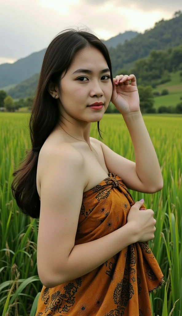 Best Quality, Ultra High Definition, (Photorealistic:1.4),Sunset Light, Burmese girl, Detailed Photo, Smiling, Facing Camera, (Masterpiece: 1.3), (8K, Photorealistic, Best Quality: 1.4), (1girl), Beautiful Face, (Realistic Face), (Black Hair, Short Hair: 1.3), Beautiful Hairstyle, Realistic eyes, beautiful detail eyes, (realistic skin), beautiful skin, attractive, ultra high resolution, ultra realistic, high definition, golden ratio.full body.brautyful body.open breasts.beautyful small breasts.