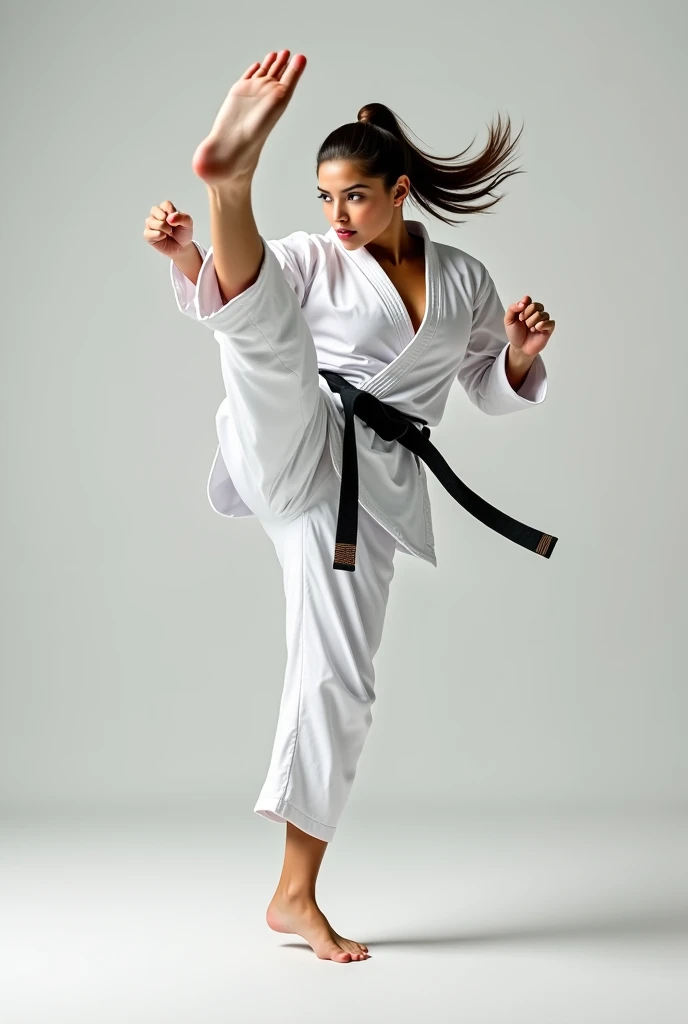 busty woman,Karateka，ultimate form,High Kick。