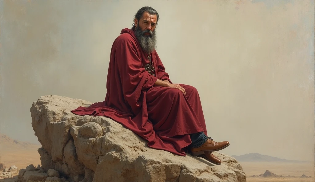 handsome man in his 40s with long gray hair and beard, he is naked, wearing some details of ancient Greek style clothing, gay man, photo shoot, god gredo