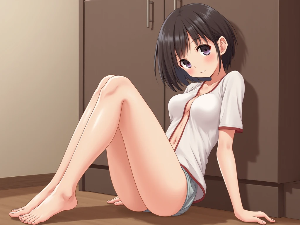 (masterpiece, best quality:1.2), 1girl, solo upskirt naked apron cut