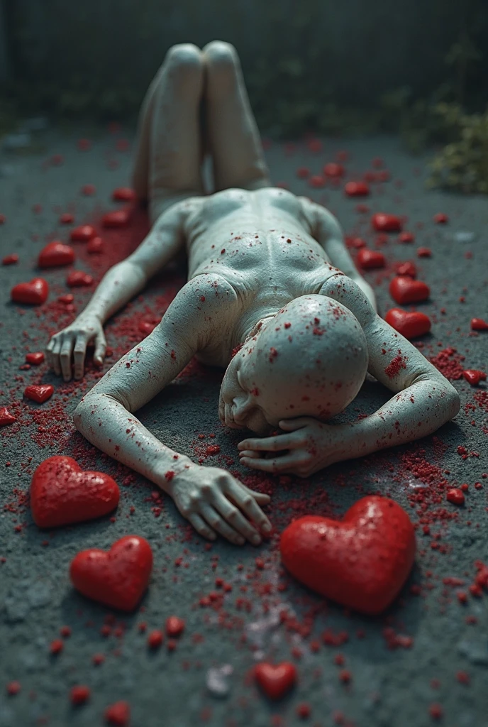 Create an image for me, one side of pain and the other of love with this description