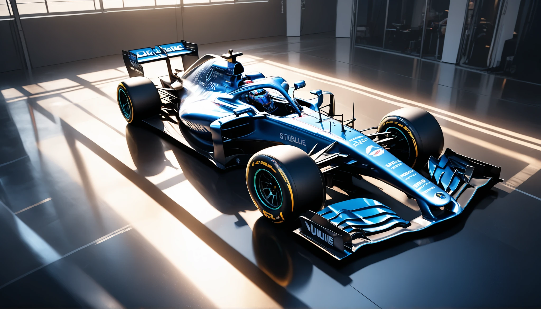 Fastest F1 Car,Metallic Body,blue flare,full body composition, smooth texture,Metallic,Gloss,reflection,gloss,blue flareによるスピード感の強調,high quality,4K,8K,Ultra High Definition,Masterpiece,Extremely tight,realistic,HDR,UHD,studio lighting,Transcendental Details,professional body with clothes,vibrant colors,Bokeh, 
BREAK from above, dynamic, 