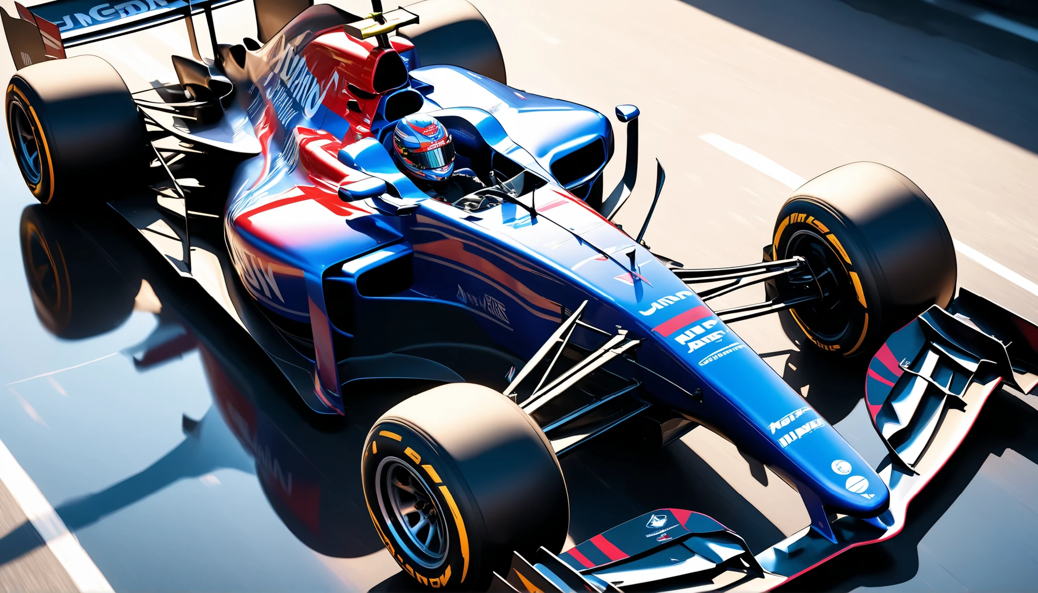 Fastest F1 Car,Metallic Body,blue flare,full body composition, smooth texture,Metallic,Gloss,reflection,gloss,blue flareによるスピード感の強調,high quality,4K,8K,Ultra High Definition,Masterpiece,Extremely tight,realistic,HDR,UHD,studio lighting,Transcendental Details,professional body with clothes,vibrant colors,Bokeh,
BREAK from above, dynamic,