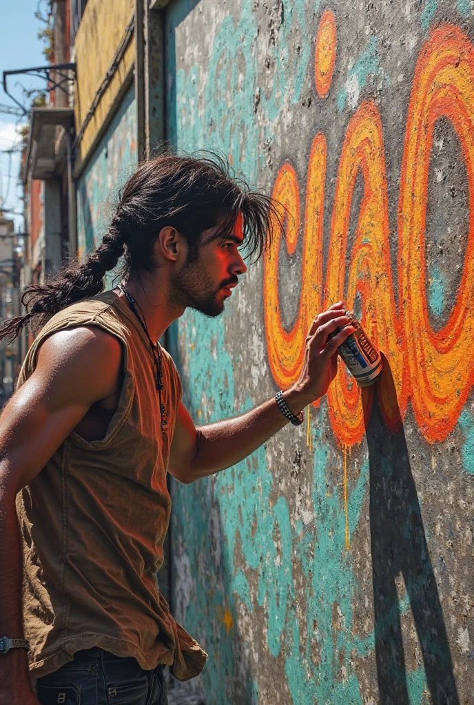 Hombre latino pintando cuadro
