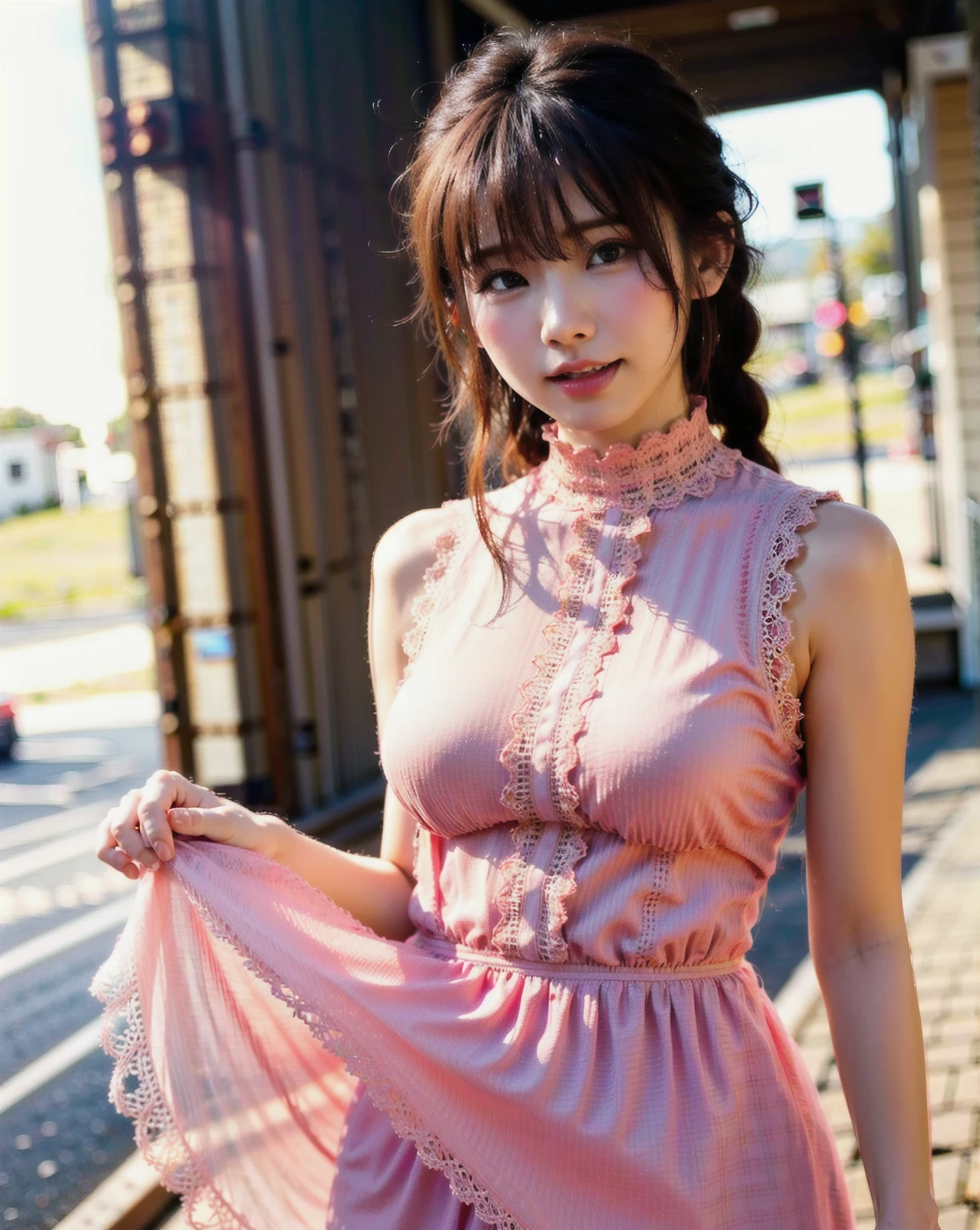 Japanese、woman、clear、Short Hair、Camisole dress