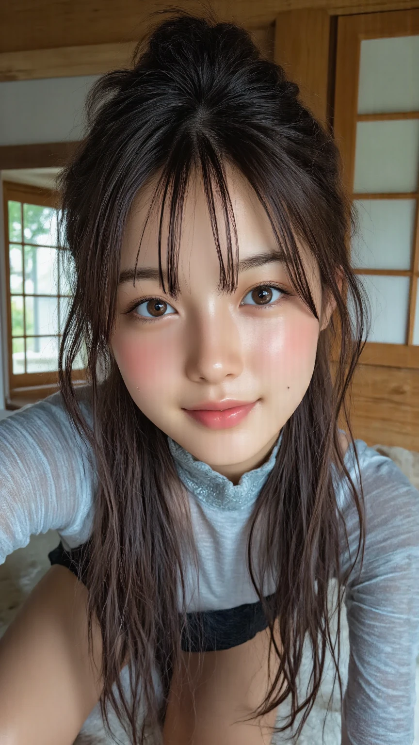 (highest quality、table top、8k、best image quality、Award-winning work)、one beautiful woman、25 years old、(Fixed front configuration:1.1)、(Perfectly fitted white turtleneck tight knit sweater:1.1)、(strongly blurred natural park background:1.1)、droopy eyes、perfect makeup、With bangs、long hair、Ultra high definition beauty face、(Super high resolution perfect closed lips:1.1)、(close your lips and smile:1.1)、(Perfectly balanced beautiful face in super high resolution:1.1)、ultra high definition hair、Super high-definition sparkling eyes、Super high resolution glossy lips、accurate anatomy、(very 明るい and vivid:1.3)、(close up of face:1.3)、(A lot of shiny white mucus on the face:1.5)、(大量の白い光沢のある粘液をかけられたclose up of face:1.5)
