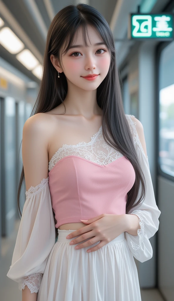 ((top quality、8k、Masterpiece:1.3))、Extremely delicate and beautiful girl,realistically,Extremely ridiculous,Abstractionism,full-body shot,catch,Extra detailed body,Port wind,,flowing hair,light brown hair,viton hair,beautiful fine hair,Exquisite and beautiful face,Smile,clear eyes, black eyes,neck_bow ribbon,frills_skirt,beautiful clear background,beautiful sky,bloom,very precise details,absurd,very CG,((A sexy mature girl:1.5))、thick lips、deep red lip gloss、eye makeup、((40 years:1.5))、sweater、paris cafe scene、sunset sky,huge breasts,Larger breasts,amazing breast size,Extensive nudity,More nudity