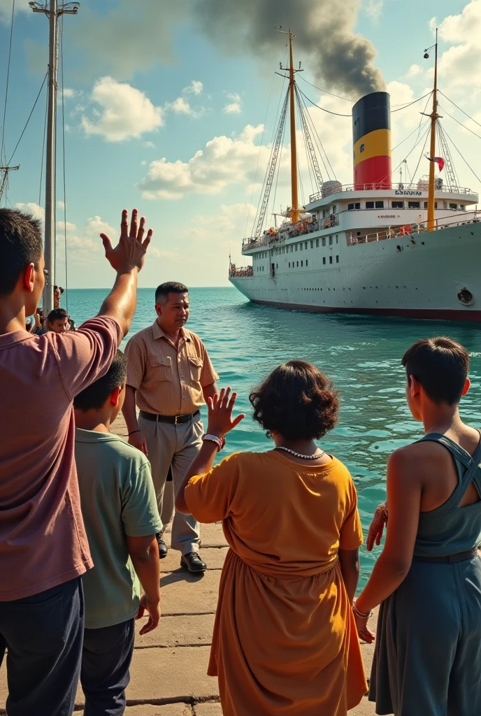 Indians watching European ships from afar