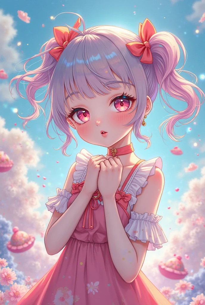 ((magical little girl)), ((kawaii face)), ((kawaii eyes)), ((masterpiece)), ((best quality)), (ultra detailed), (exquisite), (depth), (crisp), (8k), (beautiful and aesthetic), (super detailed skin), ((high standard)), ((highres)), (perfect anatomy), (blush), (lipstick), ((kawaii pose)), (strap slip), (barefoot), (perfect fingers)