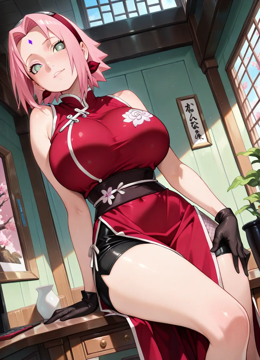 Best quality, 4k, high resolution, body stuck dress, perfect smile, gorgeous, light skin, ahegao face(hentai face) ,pink hair, wearing bodystuck short dress,(short sheeves), clothes are stuck in body, bodyfit outfit,1 girl, solo, seductive look, elegance and charm, (masterpiece, best quality, high resolution), looking at the viewer, standing, (intricate and beautiful:1.2), (detailed light:1.2), (soft light, side light), (high resolution textures) , holding leash in hand(chain leash), outdoor, Burmese girl,wearing bodcorn dress(red colour) with whitw line ,wearing gorgeous jewelary, wearing harness over the outfit ,outdoor background, sun light, attractive, sexy, mature and hot, young,(masterpiece:1.3), (disorganized:1.3), (highest quality:1.3), perfect anatomy, detailed face, front view, perfect right hands, looking at viewer, (Super detailed:1.3), (best shadow:0.7), (treated hair), fine eyes, beautiful eyes, young aged woman, alone, standing, crystal earrings,closed_mouth, , outdoors,Thick thighs, arrogant face, small