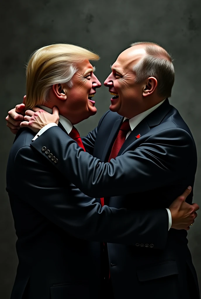 Vladimir Putin and Donald Trump kissing deeply