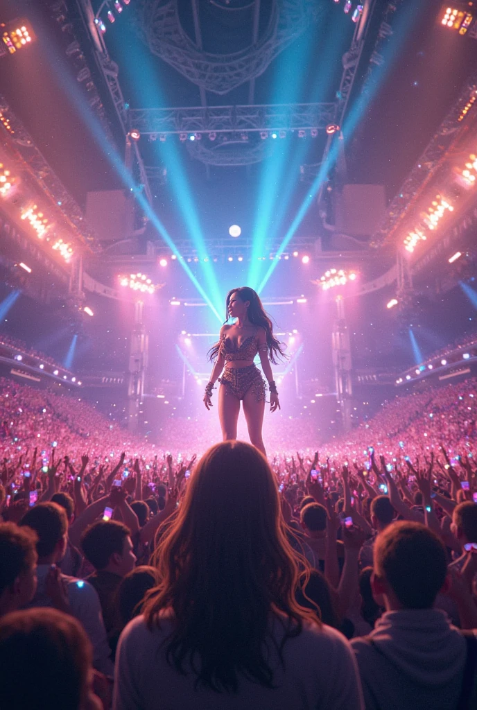 A female kpop idol having her concert