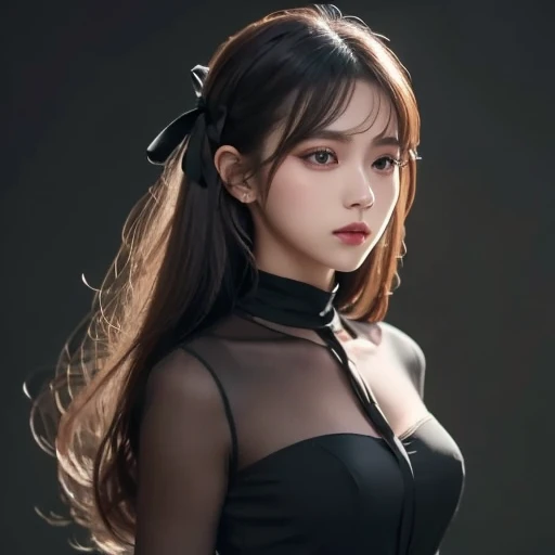 ((Best Quality)), ((Masterpiece)), (detailed), samurai woman, beautiful , black dress with drawn skulls