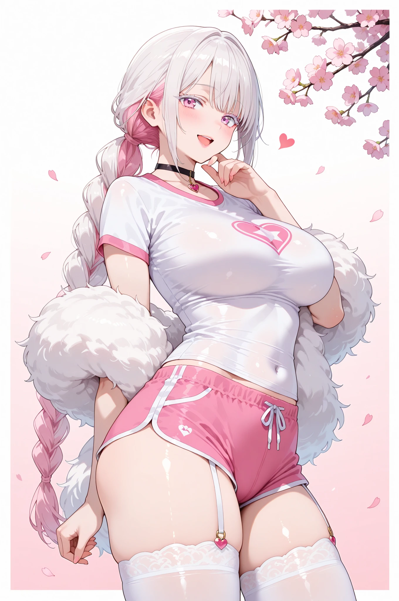 One Girl、Dark Pink、Shocking pink dress、Simple Dress、White rabbit ears、White tights、Rabbit&#39;s Tail、Gray Hair、shortcut、Simple eyes、White gloves、Wicked Smile、conspiracy、small 、No sleeve、peace sign、Simple Background、Open your mouth、funny Face、Underboob、Erotic、NSFW