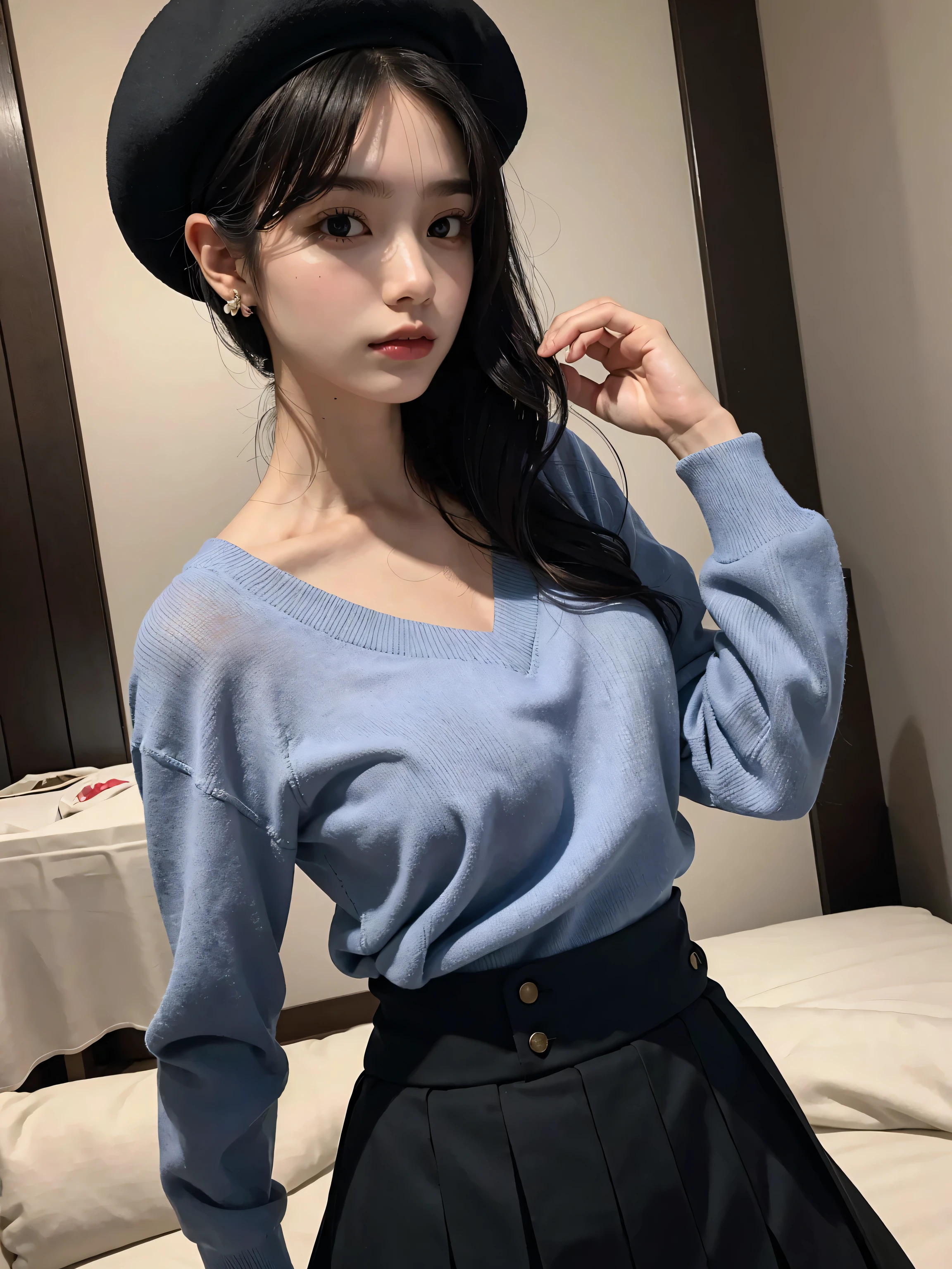 (((Lounge:1.3, indoor, Photographed from the front))), ((Medium Bob:1.3, navy dress, Japanese women, cute)), (clean, Natural Makeup), (Highest quality, masterpiece:1.3, 超High resolution), (Very detailedな, Caustics), (Realistic:1.4, RAW shooting), Very detailed, High resolution, 16K resolution