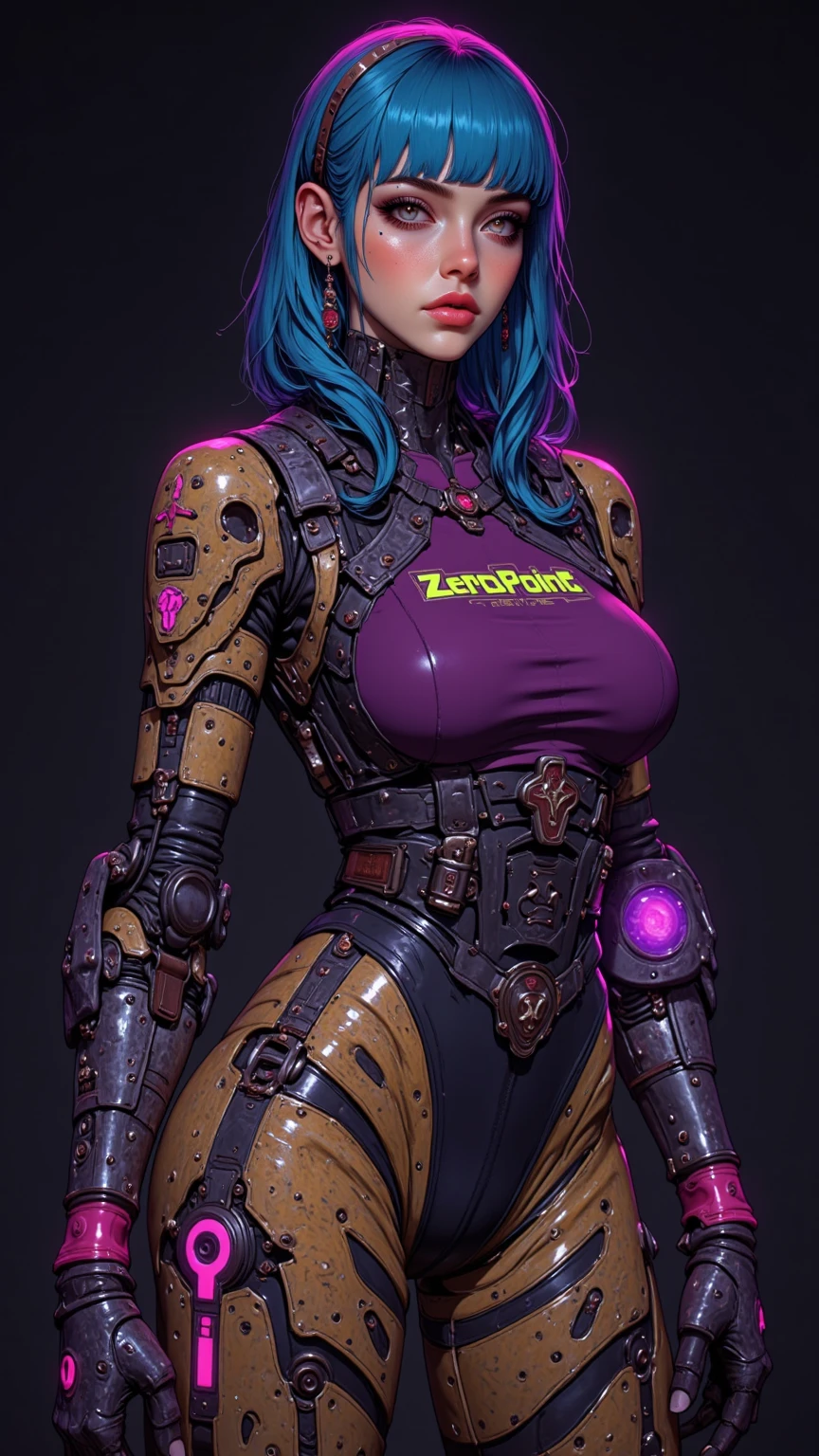 ((The concept character sheet of a strong, attractive, and hot alt lady wearing sexy biopunk armor)). Her face is oval, forehead is smooth and visibly rounded at the temples. jawline is softly defined, giving her a gentle and feminine appearance, ((NSFW, sexy glowing alien armor, biopunk swords)), ((biopunk headdress with long biomechanical tentacle hair)), ((Masterpiece, Highest quality)), 8k, Detailed face (short hair faded and spiked, undercut hairstyle) (multicoloured hair) (green glowing eyes), light blue hair, pantyhose, stocking, Infographic drawing. Multiple sexy poses. tattoos, glasses, sexy biopunk skirt, sexy biopunk top
