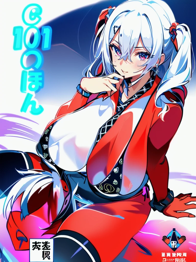 shinobi,ninjartist,Kunoichi,Strange thieves,Rabbit tail in rabbit ears,Ninja in kimono,Furisode,fluffy hair,Posing with an embarrassed face、I am holding the rabbit's ears with both hands,You can lean forward and see a little cleavage,