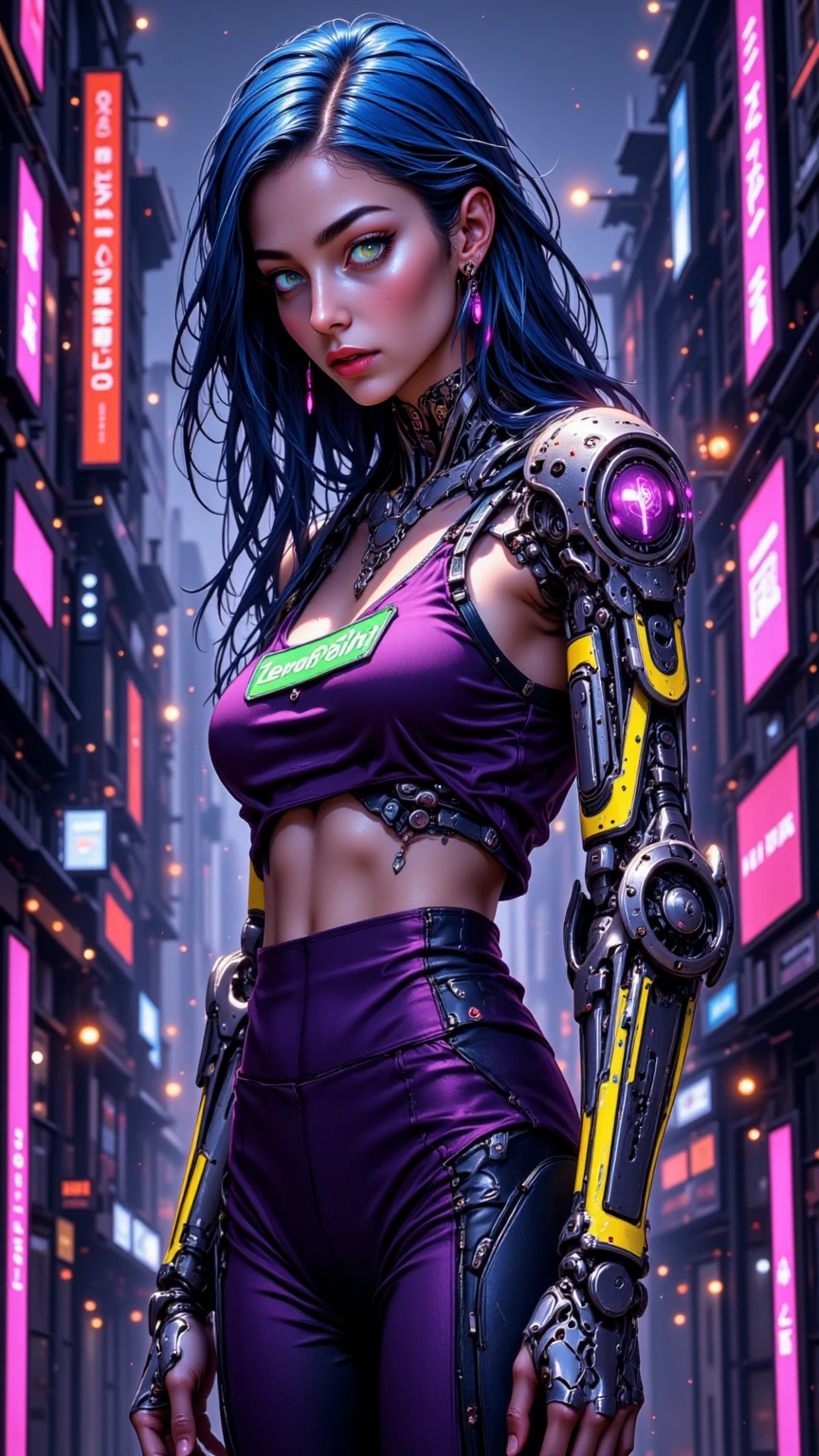 (BelleWaifu:1), (knight's armor:0.3), the garden in the background, surprised, cute, cute pose, (flirting), looking at the viewer, (square hairstyle), (purple hair), (metal knight crop top on naked body in cyberpunk style:1.6), :D, (realistic: 1), (cartoon), (masterpiece: 1.2), (best quality), (over-detailed), (8k, 4k, intricate), (full-length shot: 1), (cowboy shot: 1.2), (85mm), light particles, lighting, (very detailed: 1.2), (detailed face: 1), (gradients), sfw, colorful, (detailed eyes: 1.2), (detailed landscape, trees, garden, castle:1.2),(detailed background), detailed landscape, (dynamic angle:1.2), (dynamic pose:1.2), (rule third_composition:1.3), (line of action:1.2), wide view, daylight, solo