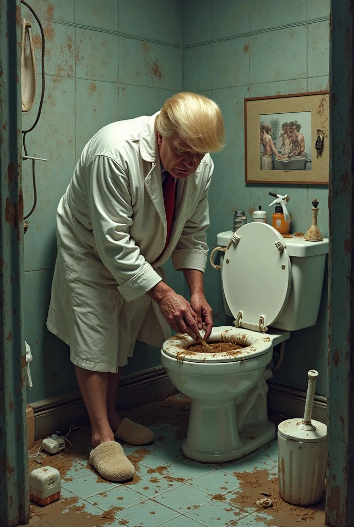 Donald trump sitting on a toilet pooping --auto --s2
