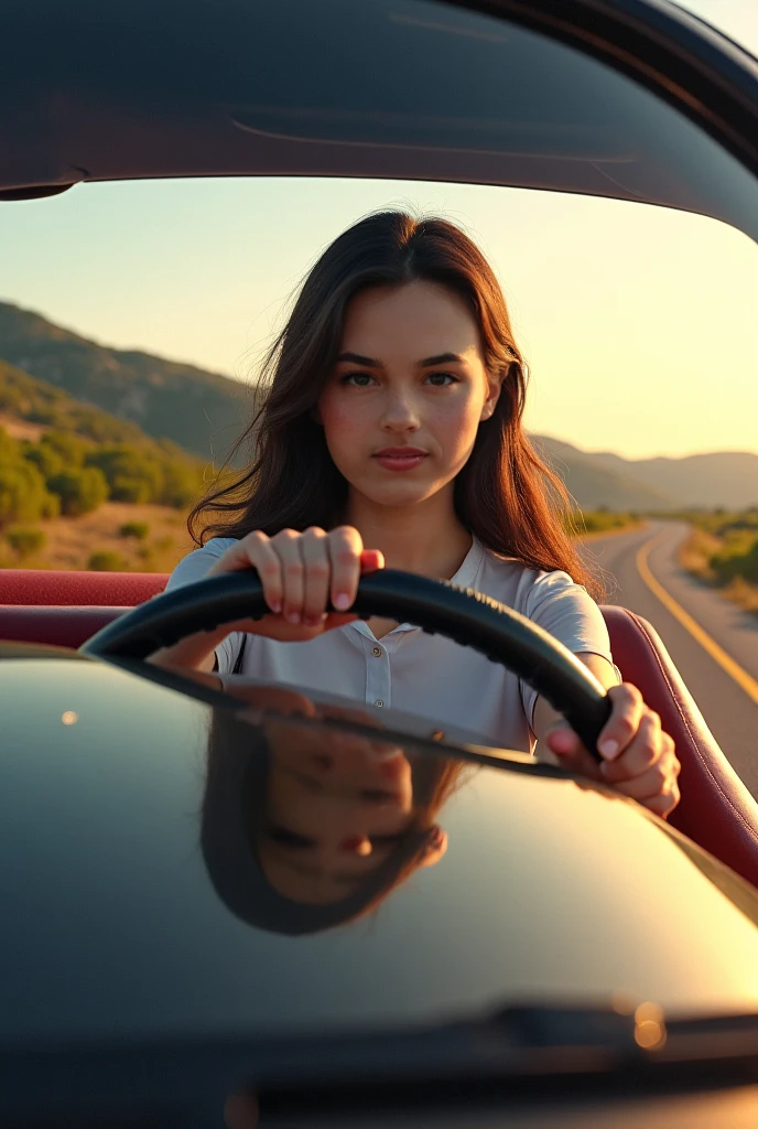 The girl from the photo is driving a car - SeaArt AI