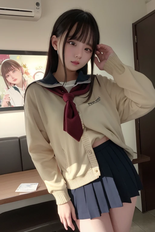 Beauty Confused eyes Menhera ribbon lure Sitting(Show off your panties)