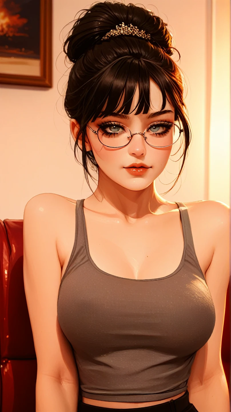 Close-up of a woman posing for a photo in a swimsuit，Japan goddess，Huge stunning goddess shots，big cleavage breasts，SFW，sexy dress，！，big cleavage breasts，plumw，breasts covered and sfw，THICC，!!,Perfect body，Cover SFW，，Full breasts, blush，Wearing sunglasses，