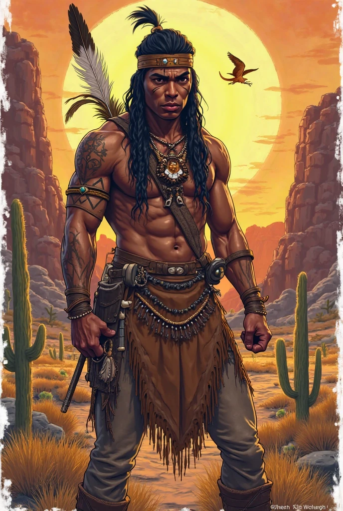 Combine an Aztec with a cowboy