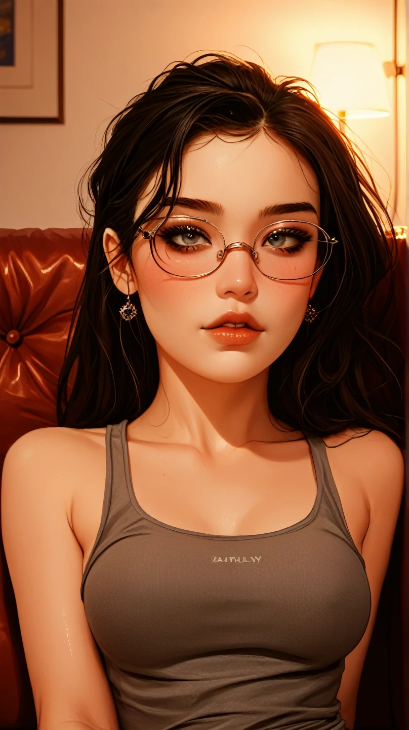 (Best Quality, 8k, 32k, Masterpiece, UHD:1.3), (Photo of Attractive Korean Woman), 1 Girl, (super huge Boobs:1.2), (short wavy brown hair), Abs, Perfect Body, Ultra Detailed Face, Detailed Lips, Lust Eyes, double eyelids, on the bed, (seductive), ((aroused:1.5)), ((areolae slip)), Full body, lingerie, high black stokcking, black lace nightdress, side tie t-back, wearing thin frame oval glasses, short wave brown hair, japanese goddess, lying on bed, gorgeous maid, beautiful asian girl, korean girl, japanese model, japanese, asian girl, sexy girl, asian, sakimichan, korean woman, seductive, lovely woman, captivating and enticing, (RAW photo: 1.2), top quality, beautiful detailed girl, from below, bob, highly detailed eyes and face, beautiful detailed eyes, huge file size, high resolution, 8k wallpaper, fine detail, highly detailed ticker uniform 8k wallpaper, light on face, movie lighting, 18 year old girl, sexy pose, (photorealism: 1.4), illustration, Super detail, masterpiece, shy look, shy, lewd,very big tits,very huge boobs, (super huge Boobs:1.3), double breasts, seductive, wet skin, necklace, earings, sexy, bare shoulders, bare waist, bare breast, glasses