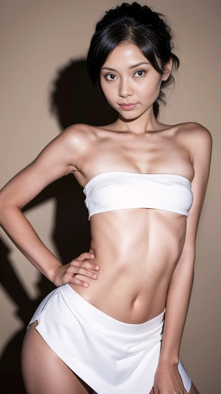 highest quality, masterpiece, ultra high resolution, (realistic: 1.4), RAW photo, 1 girl, Glossy skin, wet body, 6 years old,short cut hair,dramatic lighting, whole body,, Transparent white micro bikini, garter belt,small, thin, flat chest,school classroom