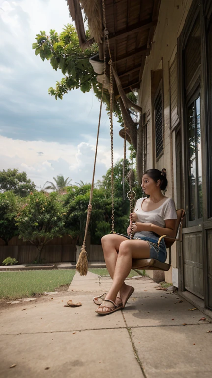 There's a woman sitting on a wooden wagon with a wheel, com montanhas ao fundo, sentado bonito em uma montanha, sentado em cima de uma mesa, sentado em uma mesa, com montanhas como pano de fundo, tempo de frio. boa vista, com montanhas no fundo, nas montanhas, Colinas ao fundo, Directed by: Nandor Soldier, sentar-se casualmente