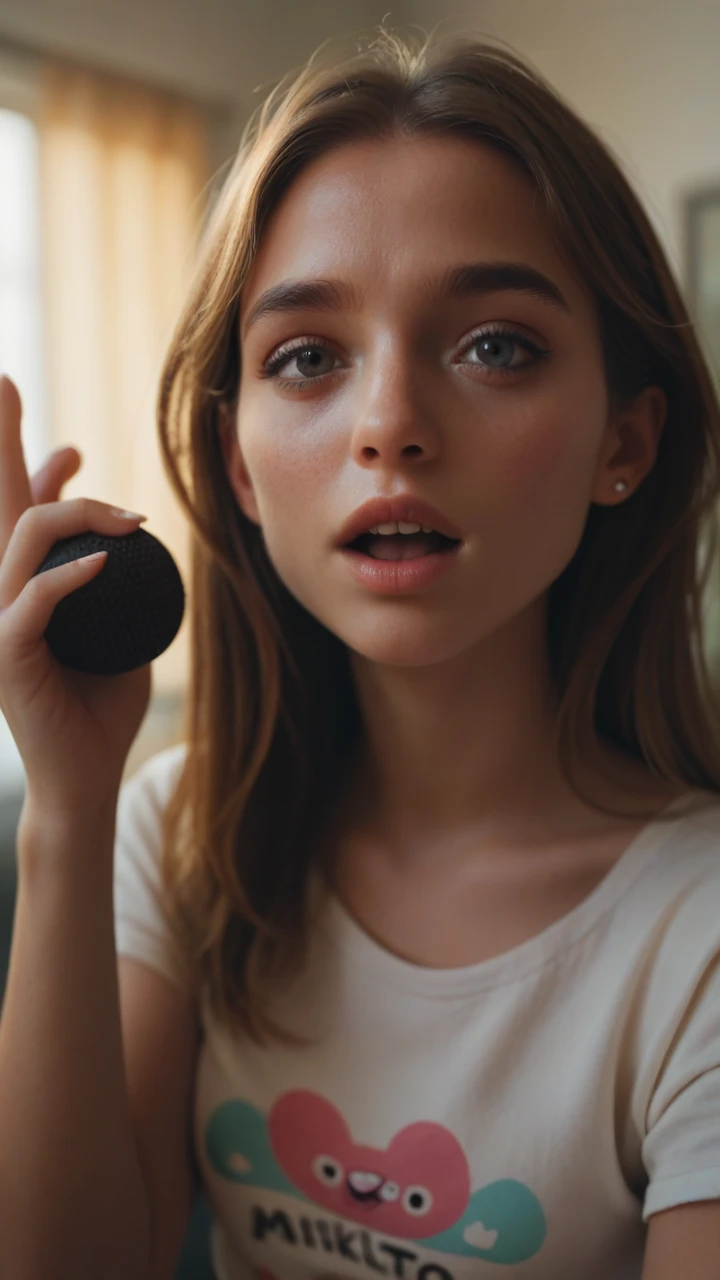 Photograph of a 20-year-old woman, Cara perfecta, lamiendo pene de un caballo